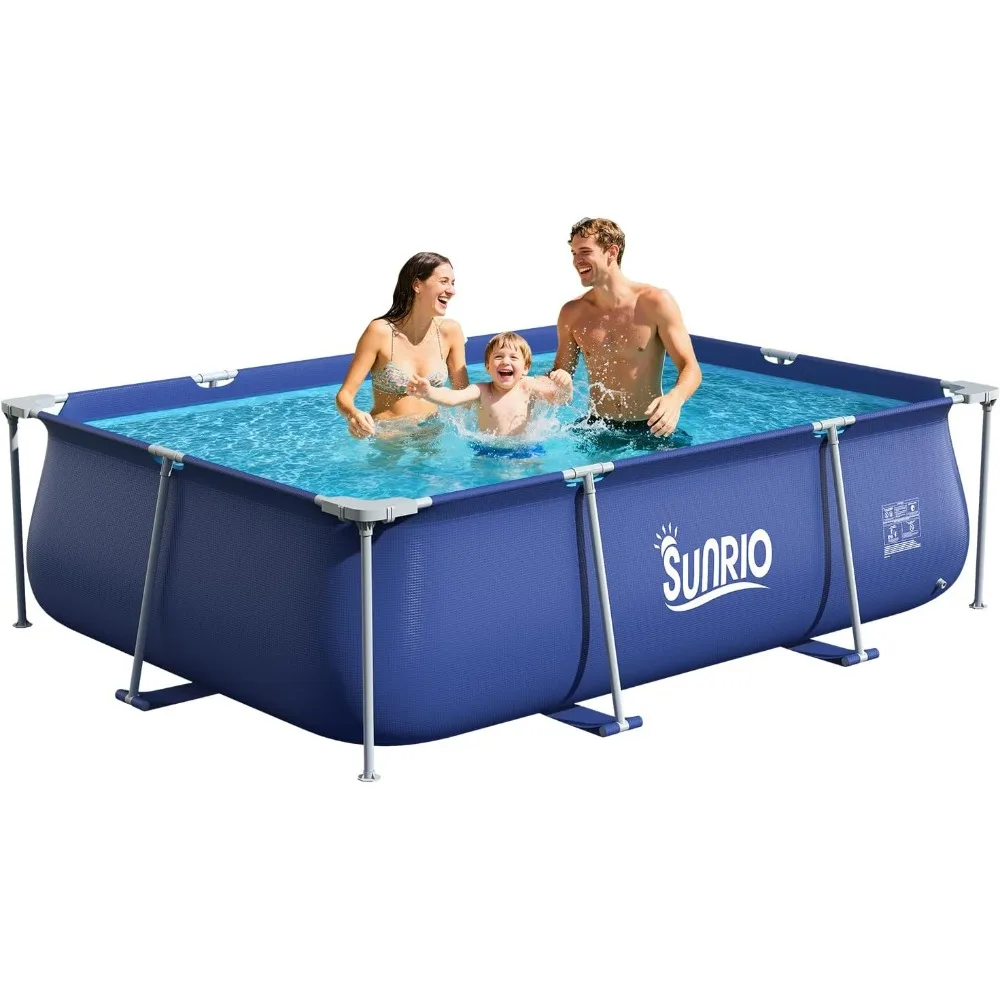 

8'3"*5'*26" Rectangle Above Ground Swimming Pool Metal Frame Family Pool for Kids and Adults Outdoor Backyard Swimming Capacity