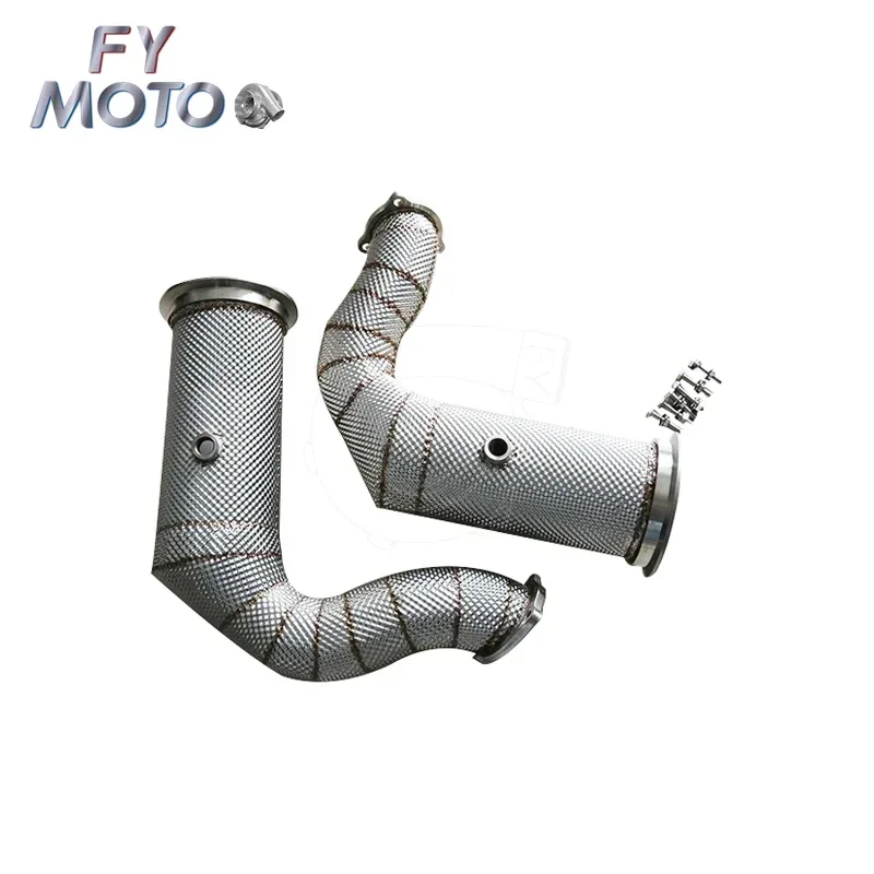 Exhaust Catalytic Downpipe for Por sche Cayenne Turbo S E-Hybrid Coupe 4.0 680hp with heat shield 2019