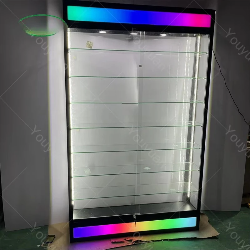 78inch tall lockable Full vision aluminum frame glass display showcase smoke shop display case display cabinet