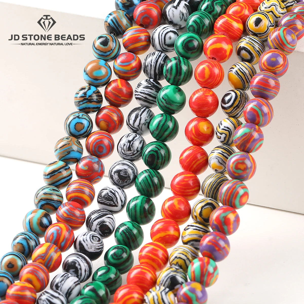 

1 Strand Synthetic Green Yellow Blue Malachite Bead Round Loose Spacer 6 8 10mm for Jewelry Making DIY Bracelet Accessories