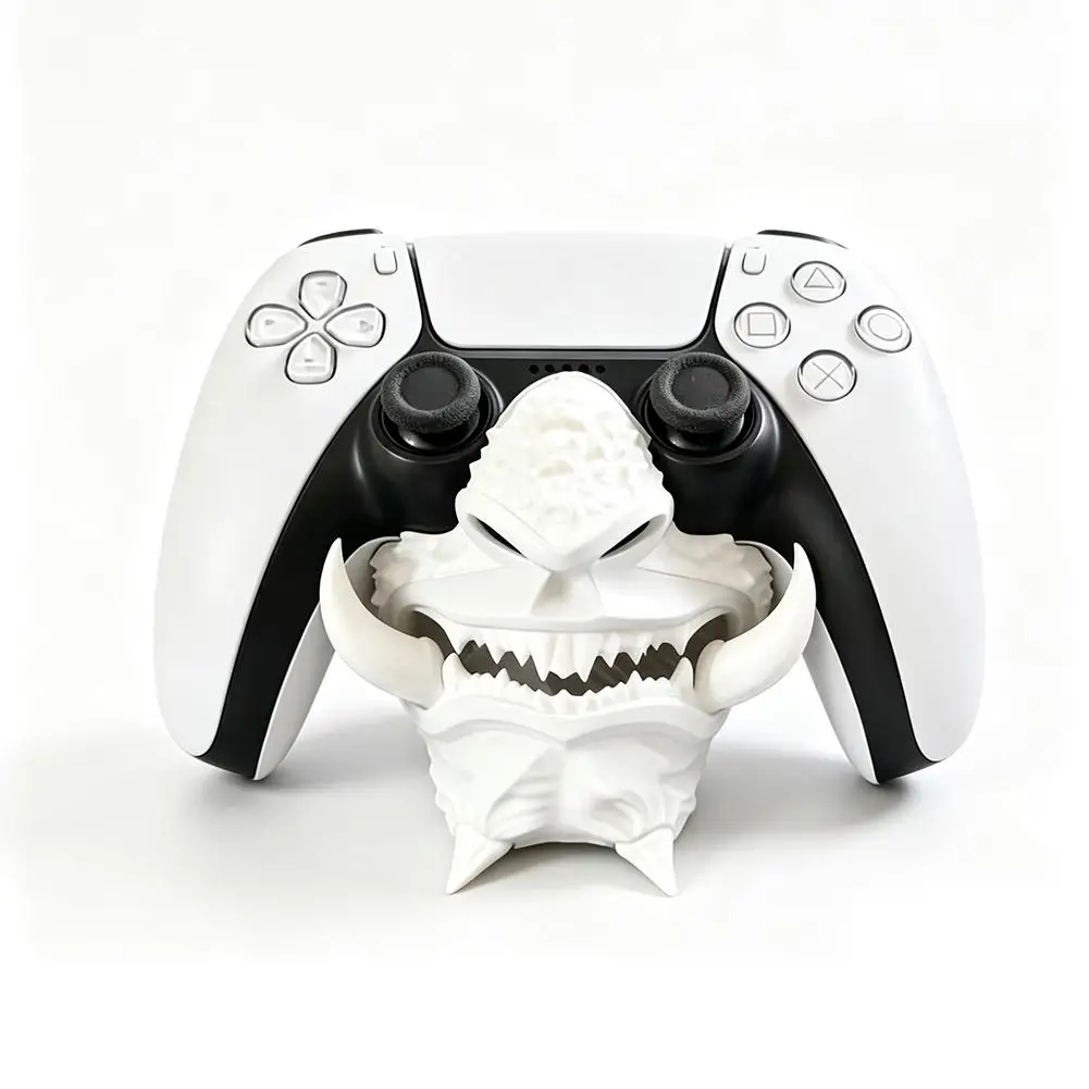 Samurai Oni Mask Controller Holder for PS5 Gamepad 3D Printed Desktop Display Stand Gaming Room Desk Decoration Accessory