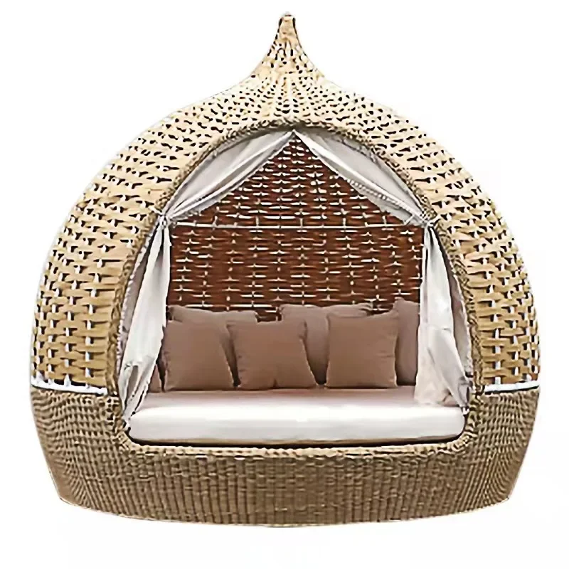 Outdoor B&B outdoor swing rattan hanging bird's nest hanging basket villa hotel bed waterproof hanging chair outdoo