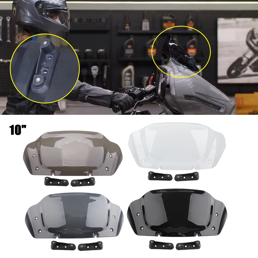 

10 "прозрачный/черный/чай/дымчатый мотоцикл из АБС-пластика, передний обтекатель, лобовое стекло для моделей Harley CVO Street Glide FLHXSE 2023-Later