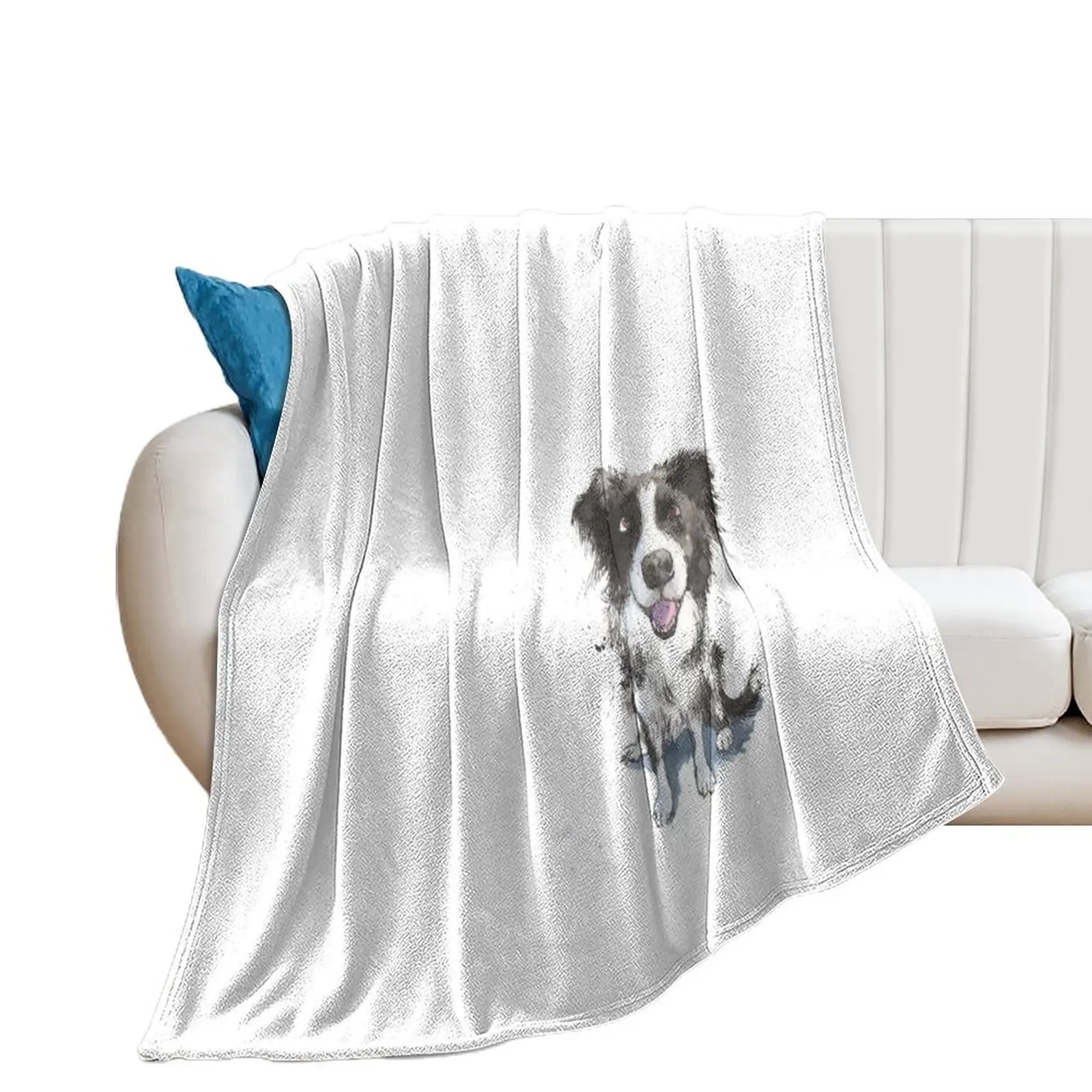 Black and White Border Collie design Throw Blanket Tourist heavy to sleep warm winter Flannels Blankets