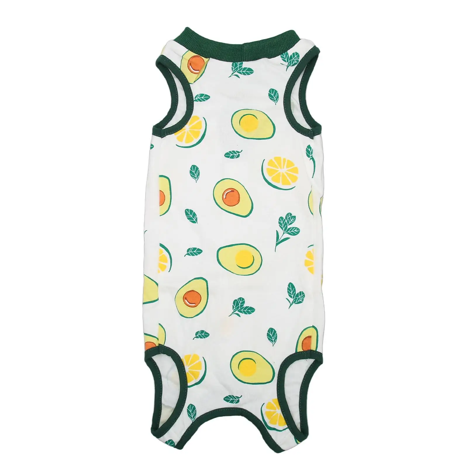 Avocado Print Cat Recovery Suit - for skin -Friendly Cotton, Back Opening, Prevents Licking, Ideal for skin Conditions