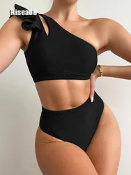 Riseado High Waist Swimsuit Bikinis 2024 Swimwear Women Sexy One Shoulder Summer Beachwear Black Bathing Suits