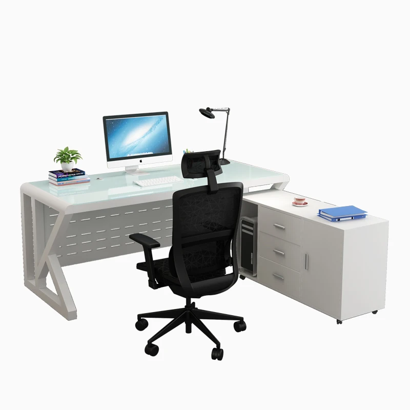 

Computer desk Desktop household table Modern simple desk Boss table Tempered glass Fashion large size Single