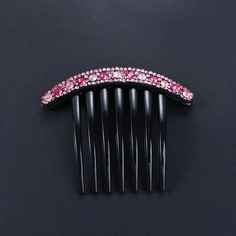 Minority Simple Colorful Temperament Acrylic Women Hair Accessories Rhinestone Hair Comb Seven-tooth Comb Korean Style Headwear