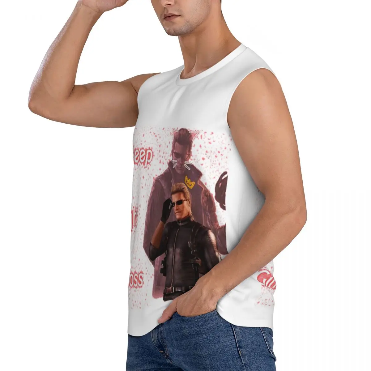 Albert Wesker Gaslight Gatekeep Girlboss Men Sleeveless Tank Tops Quick Dry Breathable Gym Fitness Running Summer Sport Vest