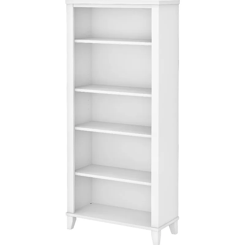 WC81965 Somerset 5-Shelf 65-Inch H Bookcase, White