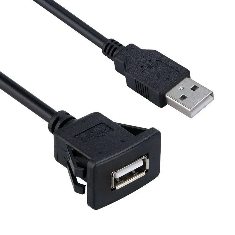 Car Dashboard Extension Cable USB Panel Waterproof Cable Usb2.0 Male To Female Car Extension Cable 1m