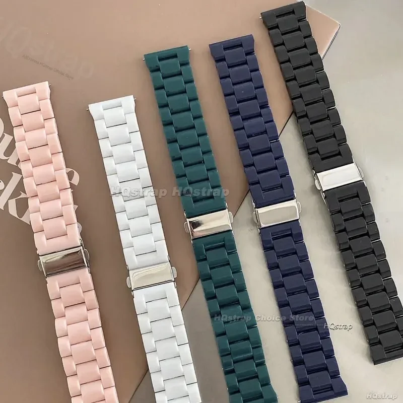 20mm 22mm Watch Band for Omega Straps for Swatch Waterproof Bracelet Women Men Wristband Quick Release Three Plastic Watchband