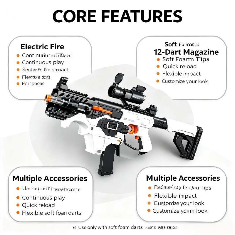 Electric Soft‑Dart Play Model MountAdapterForGroupShootMatch Repeat Function Boy Adult Seasonal Gift