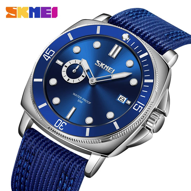 SKMEI Japan Quartz movement Luminous Hands Watch Mens Casual Nylon Strap Date Male Wristwatches Waterproof Clcok reloj hombre