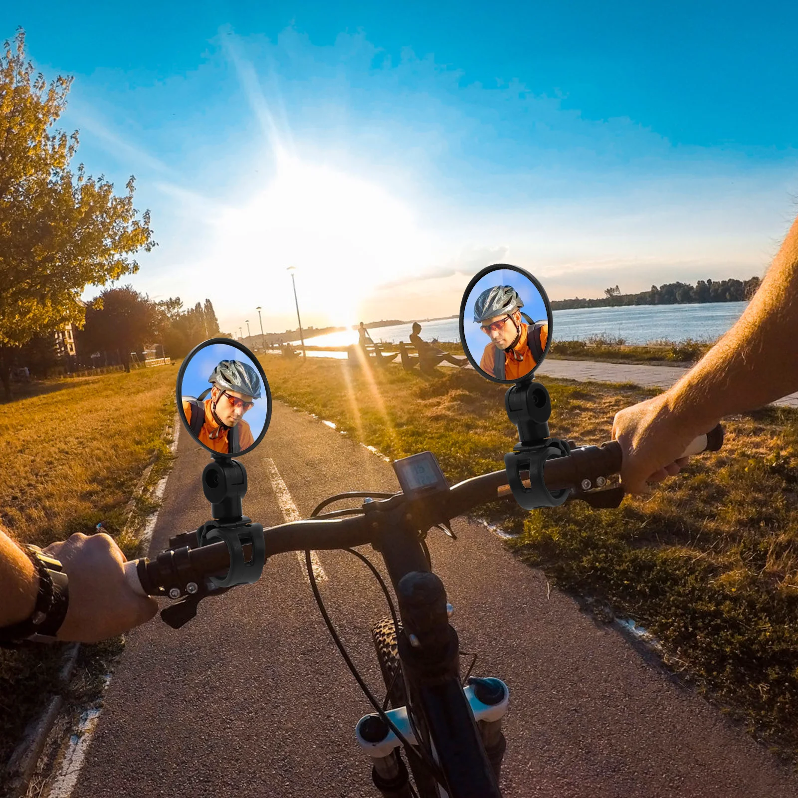 

2Pcs Bike Rear View Mirror Clear Cycling Handlebar Safety Mirror Mountain Accessory Bike Rearview Rearview