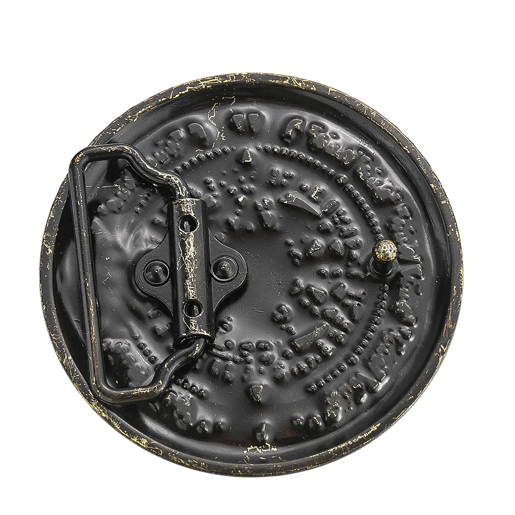 God Mayan Aztec Solar Calendar Sundial Zinc Alloy Belt Buckle Olmec Fifth Sun Civilization Retro Clasp Hook Leather Jeans Crafts