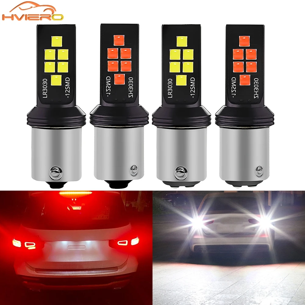 Red White Yellow Multi Color LED Replacement Bulbs 2/4 Pack 1156 1157 7440 3030 12SMD Auto Tail Brake Reverse Turn Signal Licens