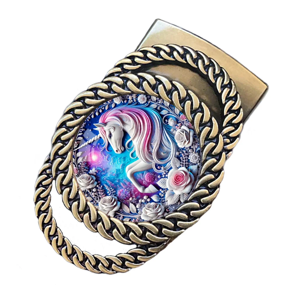 Pink unicorn automatic ratchet belt buckle personalized waist accessory best gift for friends