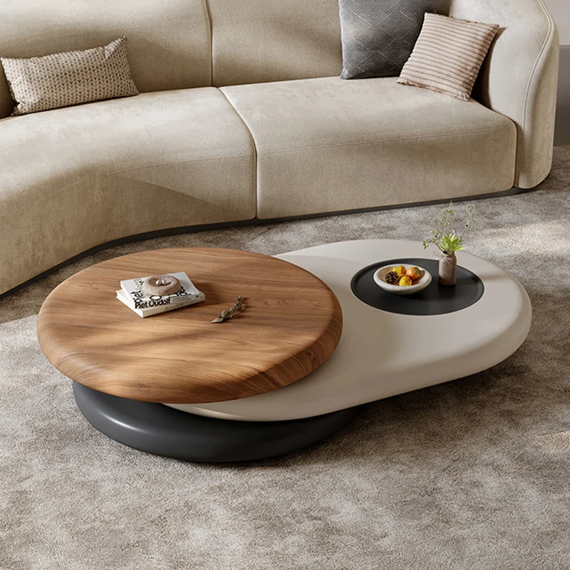 Modern Irregular-shaped Wooden Coffee Table Italian Minimalist Rotating Coffee Table Designer Creative Living Room Coffee Table