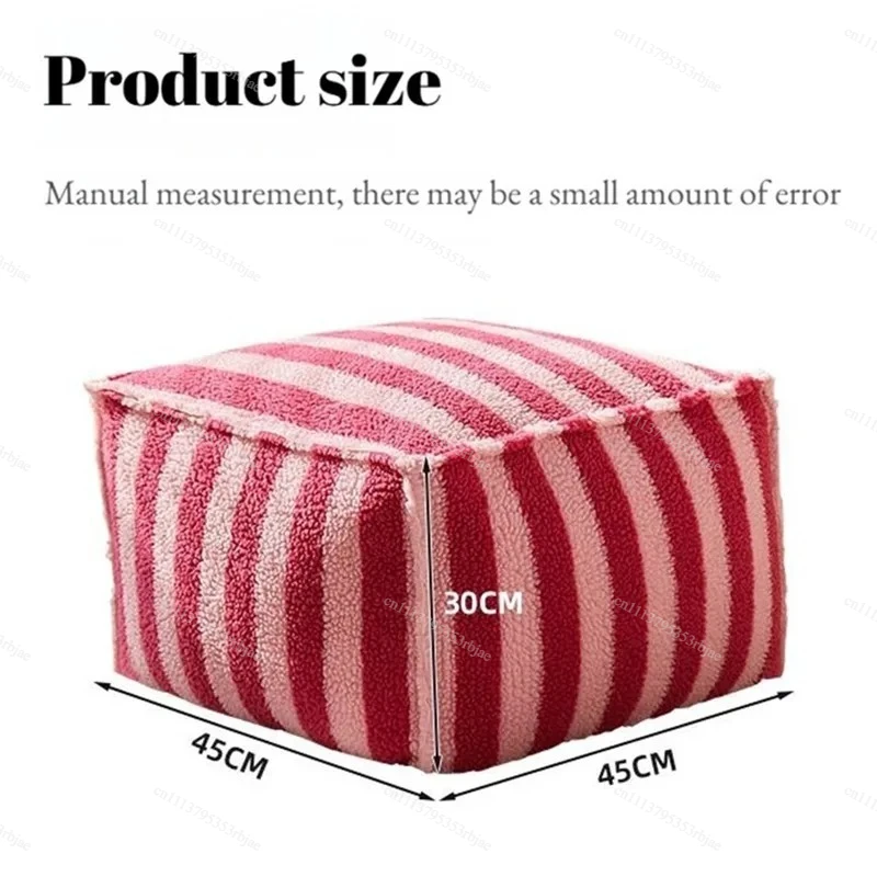 Stripe Cushion Cover Pouf Meditation Modern Ottoman Creative Footstool for Living Room Home Decoration Small Stool Furniture