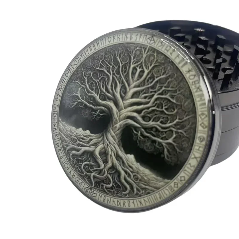 50/63mm Boho Tree Herb Grinder 4-layer Metal Spice Pepper Mill Mortar Raw Grass Tobacco Grinder Smoking Accessories Kitchen Tool