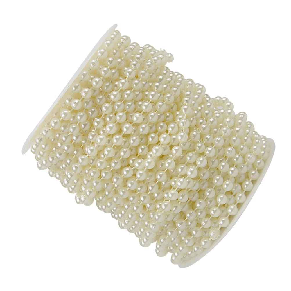 

1 Roll 25M 6Mm Beige Abs Pearl Bead Chain Diy Trims For Wedding Party Decor Craft Jewelry String Beads Plastic Bead Chain