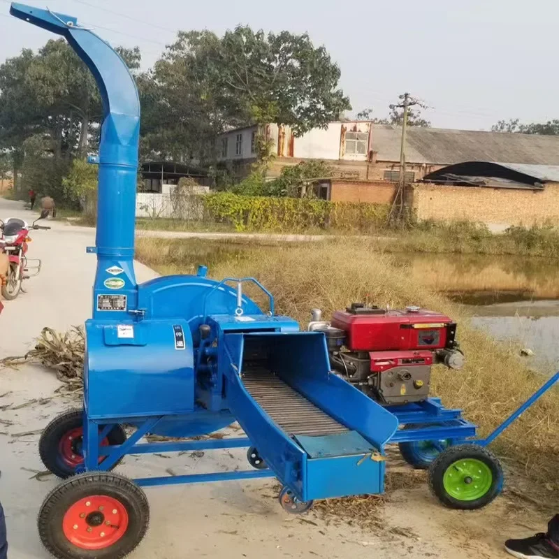 Factory Direct Supply Silage Grass Chaff Cutter Machine 220v Poultry Cattle and Horses Animal Feed Processor Corn Straw Mower