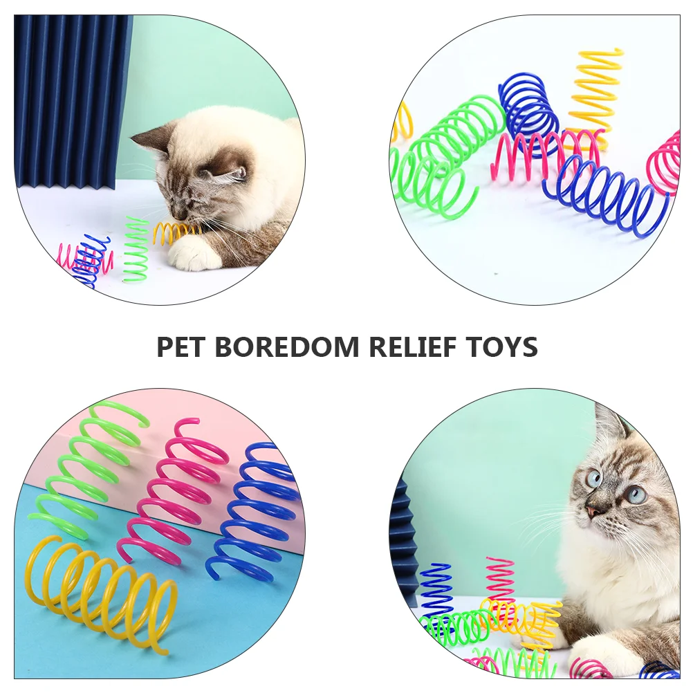 40 Pcs Cat Spring Toy Pet Diversion Coil Swatting Toys Springy Springs Kitten Spiral Colorful