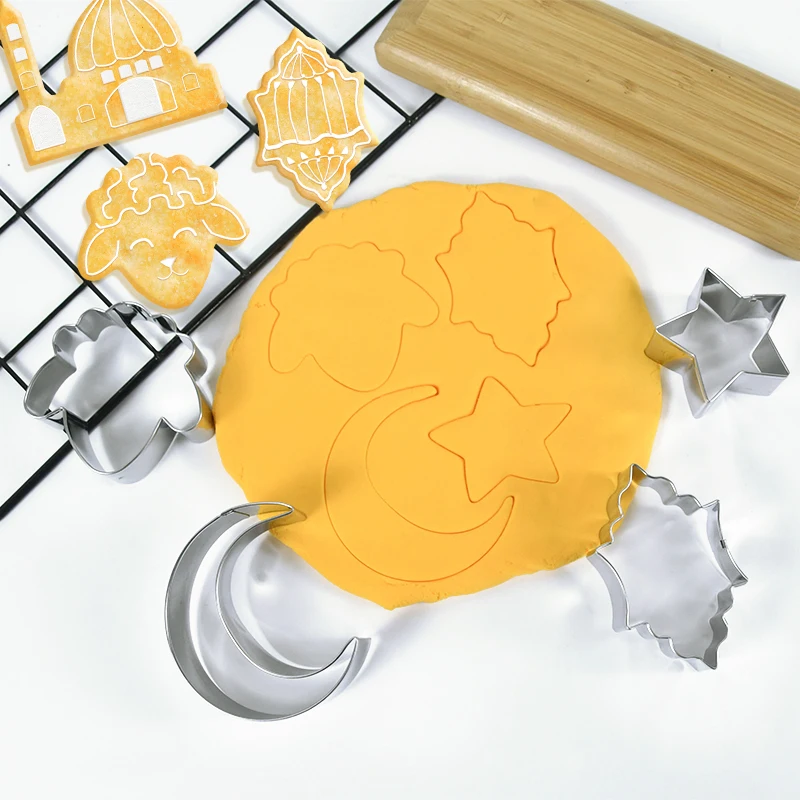 1pc Eid Mubarak Cookie Cutter Moon Star Camel Biscuit Mold Islamic Muslim Ramadan Kareem Party Cake Decorations DIY Baking Tools