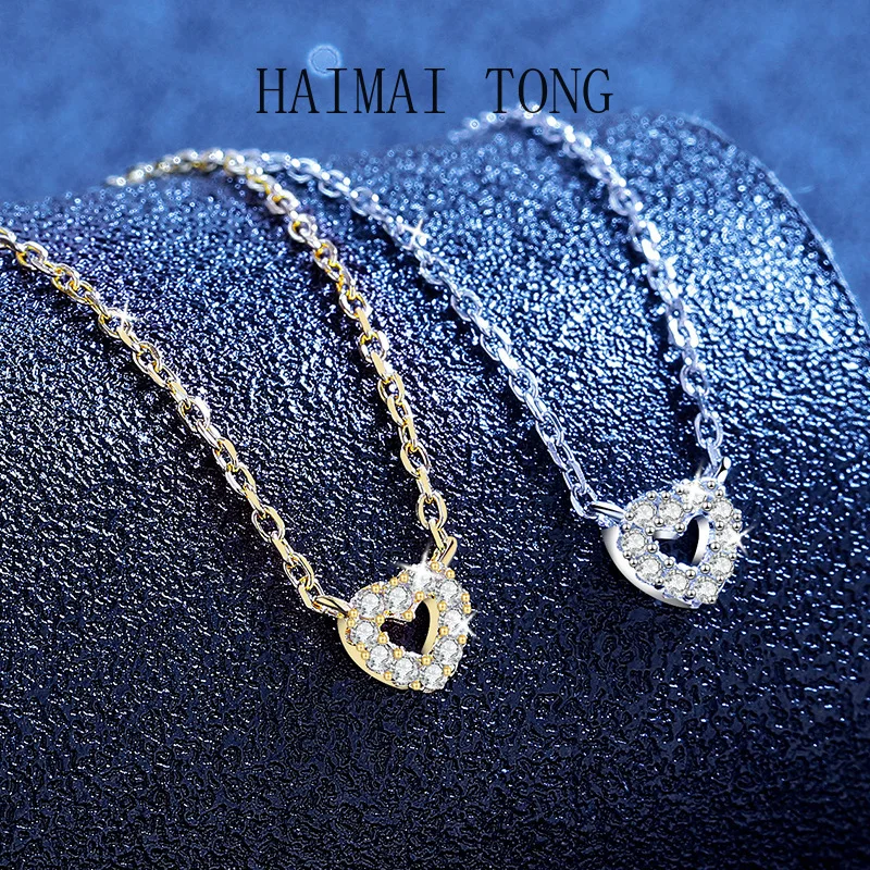 

Лидер продаж, ожерелье из муассанита, женское маленькое полое корейское ожерелье с милым темпераментом, универсальный кулон, цепочка на ключицу