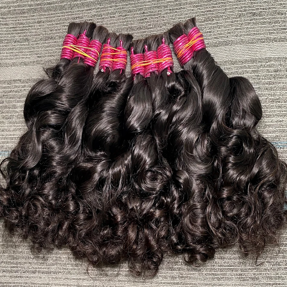 Rambut manusia keriting bundel tanpa anyaman hitam alami 10A rambut India untuk wanita rambut Remy Brasil untuk Salon 100g