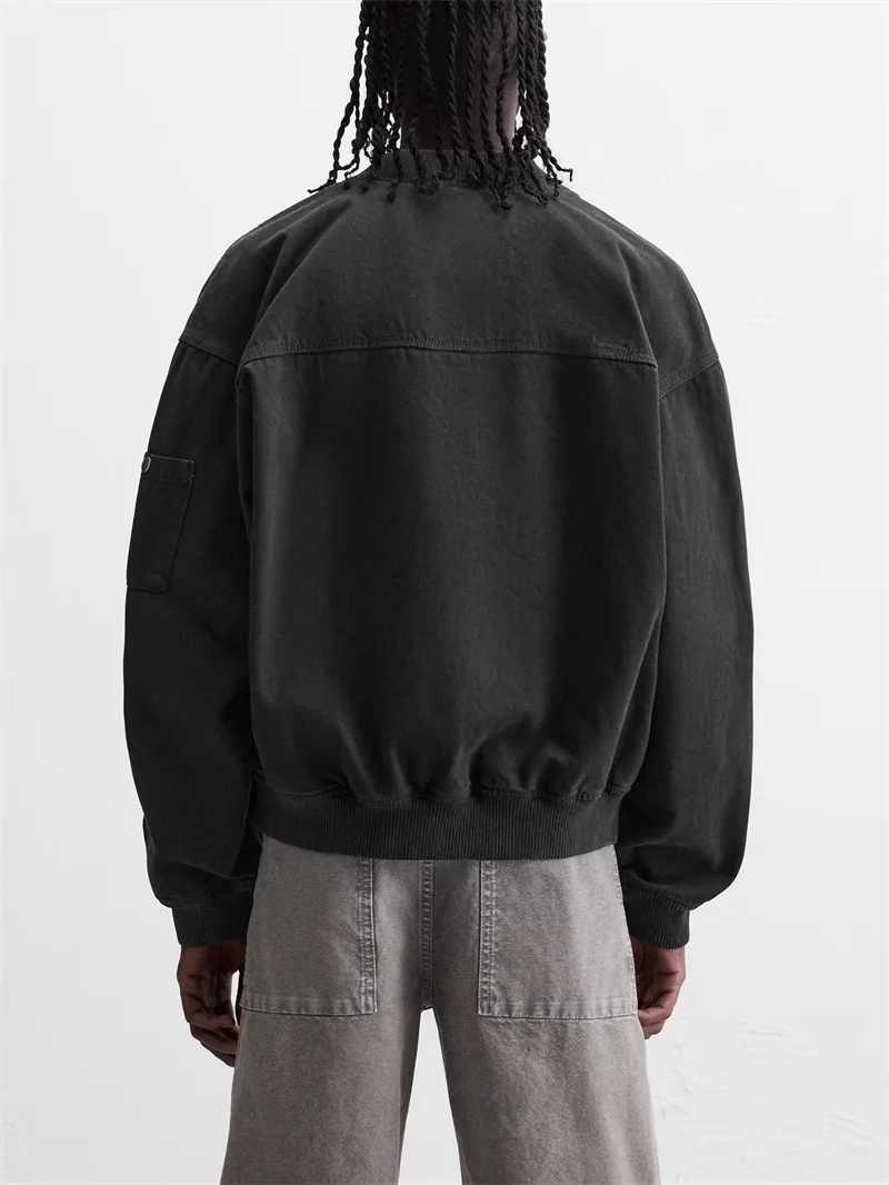 

Casual Cotton Pilot Zipper Long Sve Jaet Men's Spring 2026 New Sle Stand Collar Loose Fit Youthful Color Coat