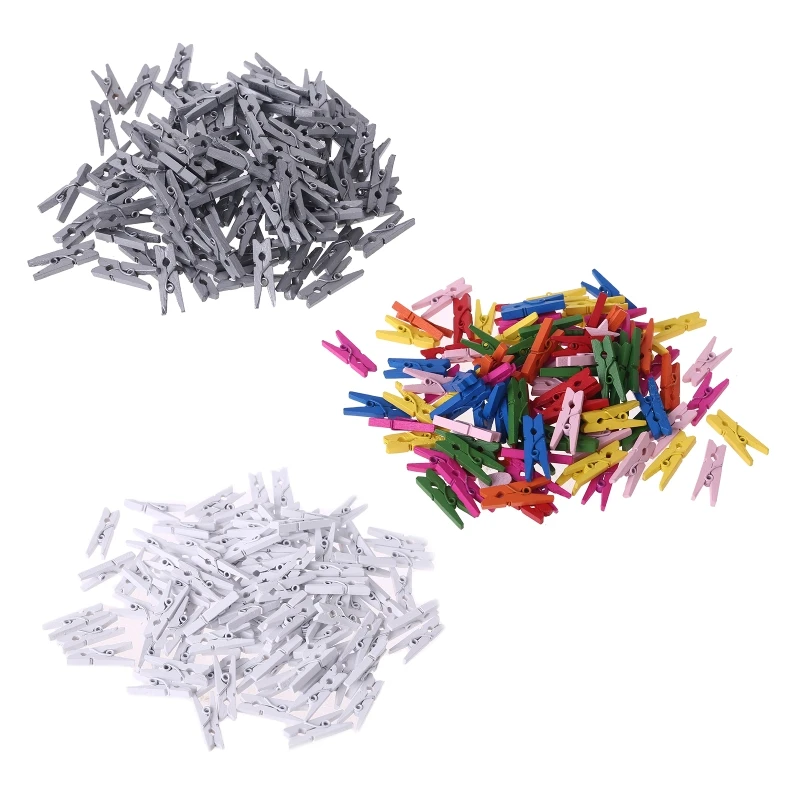 Mini Clips madera Natural para papel fotográfico, pinzas para ropa, tamaño pequeño, 25mm, 100 Uds.