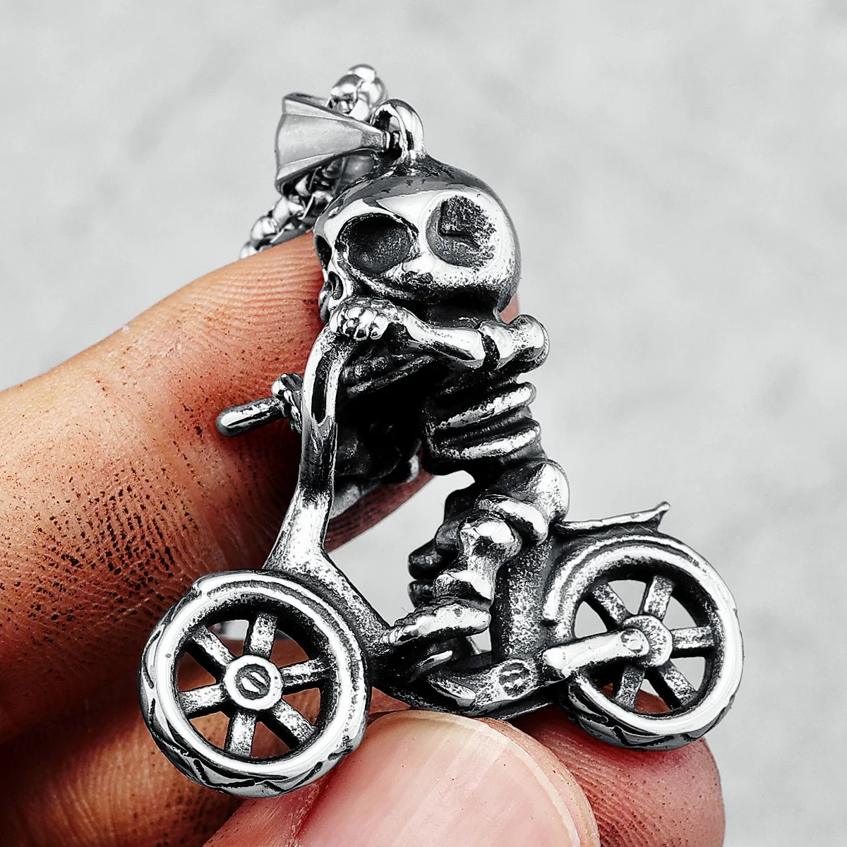 

316L Stainless Steel Necklace Skeleton Biker Men Pendant Chain Rock Punk for Boyfriend Rider Jewelry Creative Gift Dropshipping