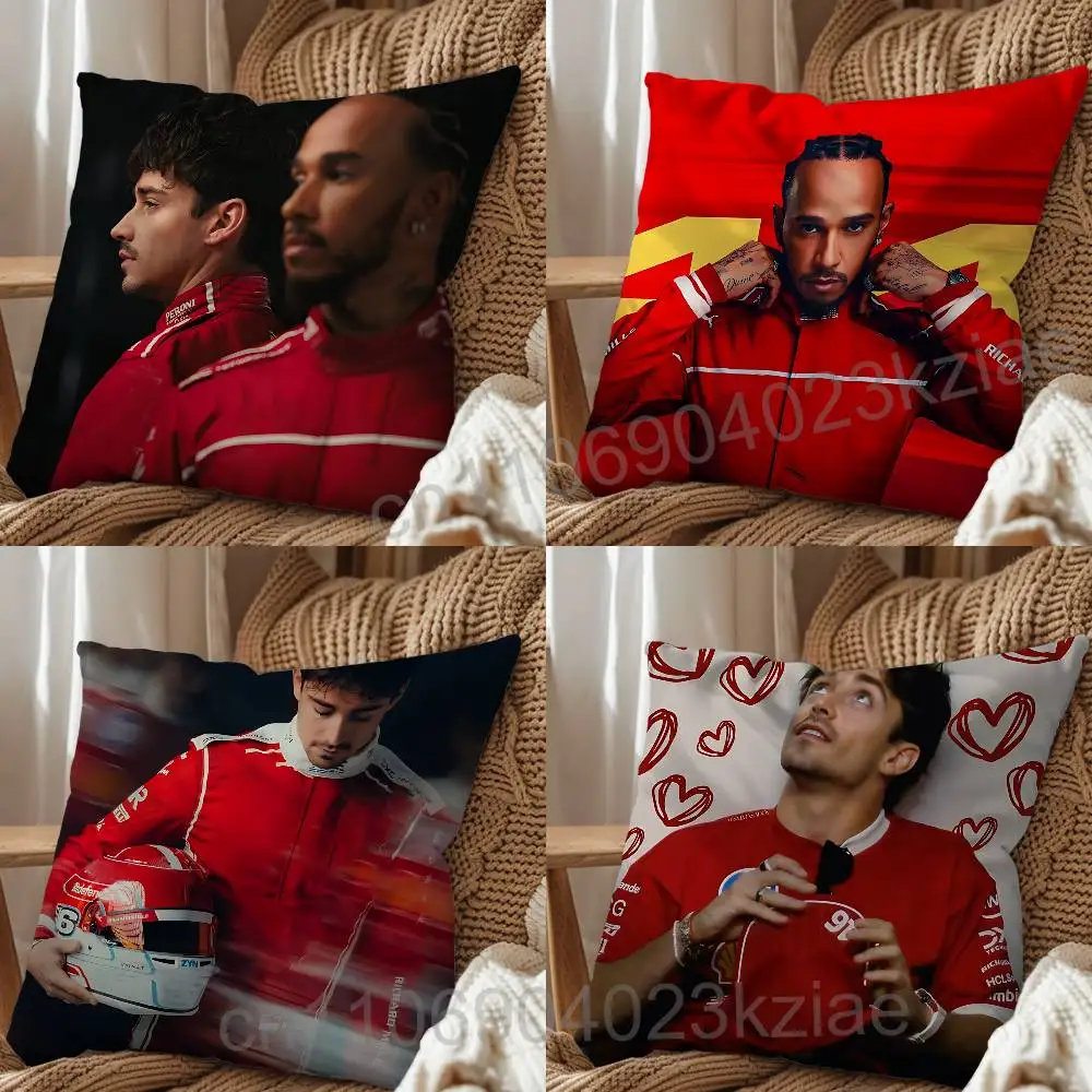 

Red Racing Car Charles Leclerc Lewis Hamilton Pillow Case Sofa Living Room Bedroom Headboard Backrest Cushion Square Cushion