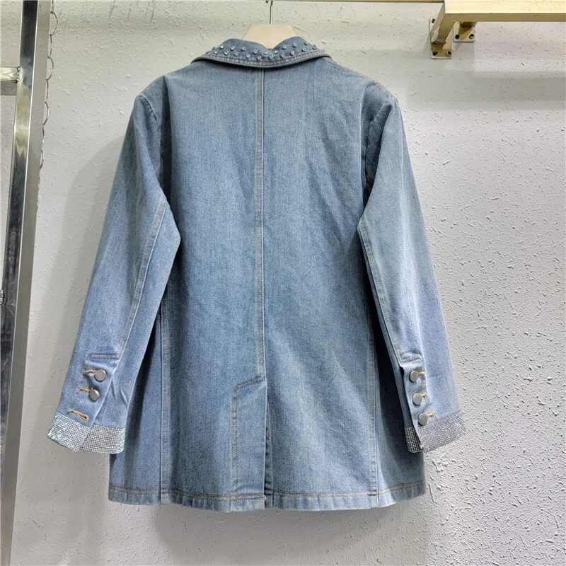 ANJY الخريف جديد المرأة الدنيم السترة الشارع الأمريكي موضة المتخصصة مزاجه أنيقة رصع الماس مطرز الاتجاه دعوى A14668