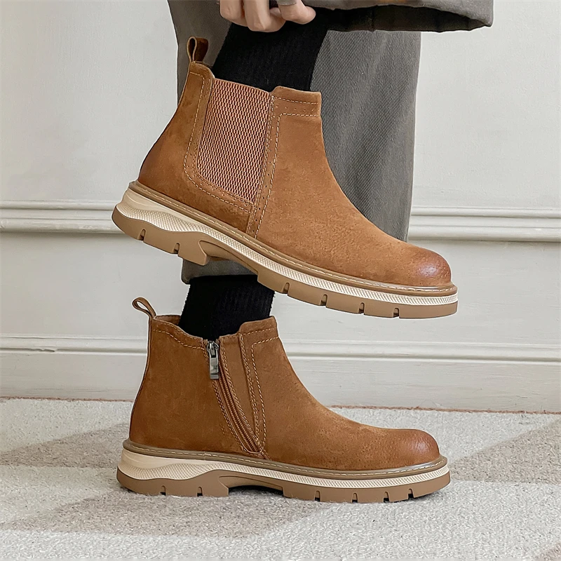 Men's Chukka Boots Waterproof Leather Casual Lace Up Ankle Oxford Boots Daily Dress Shoes For Men image 6