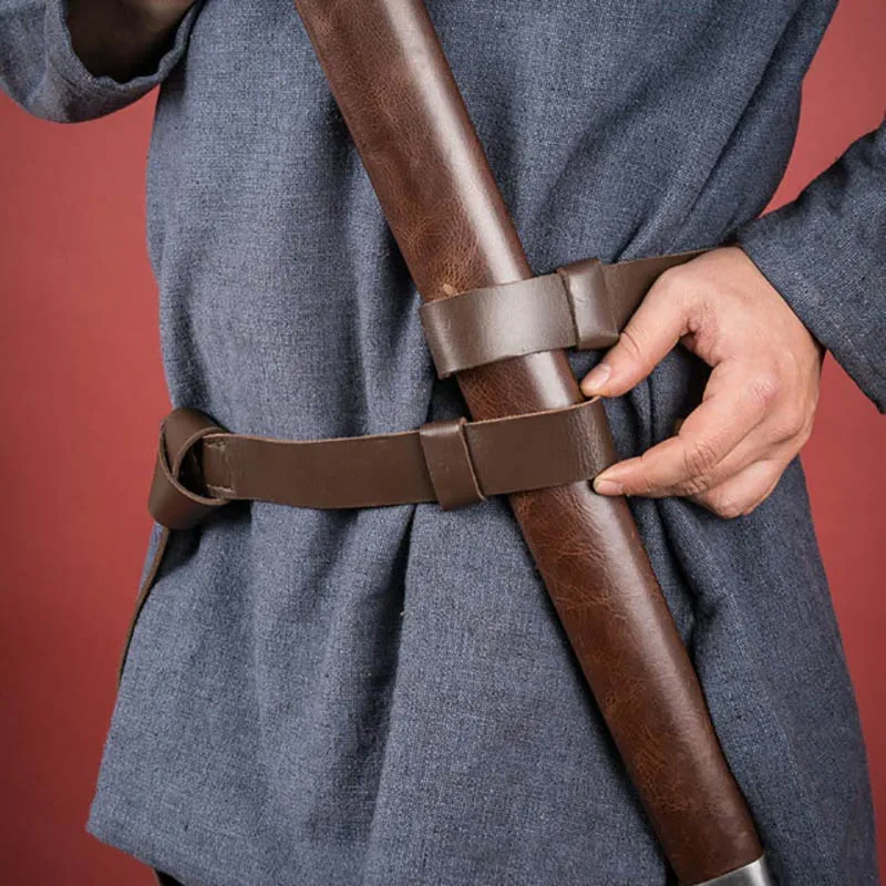 Medieval Viking Pirate Knight Sword Belt Leather Sheath Scabbard Holder Steampunk Accessory Men Larp Rapier Ring Strap Waistband