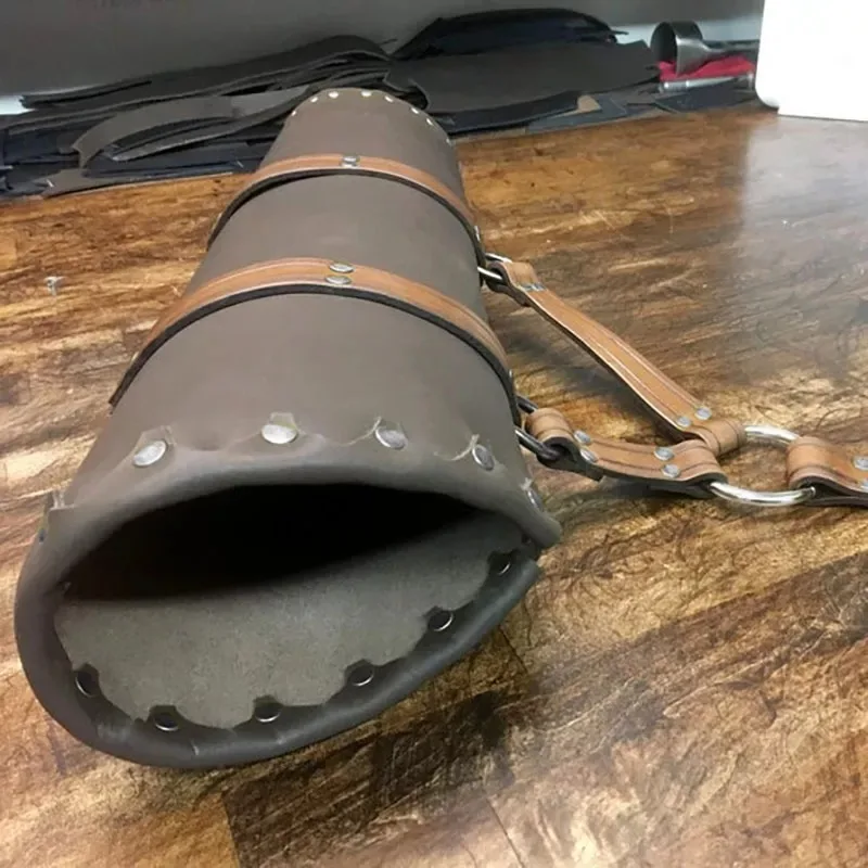 Medieval Vintage PU Leather Waist Belt Archery Quiver Hip Side Arrow Holder Case Steampunk Bow Hunting Bag Holster Cosplay Props
