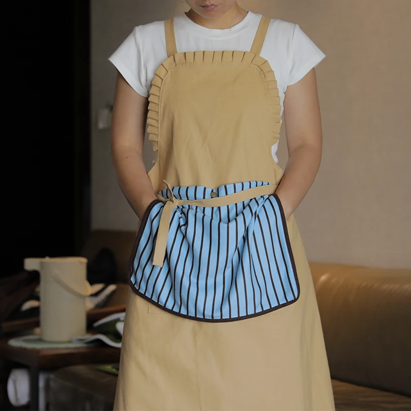 

1 PC Solid Color Lace Apron - Detachable Hand Towel with Crossed Back Design and Pocket, Suitable for Kitchen and Home Cleaning