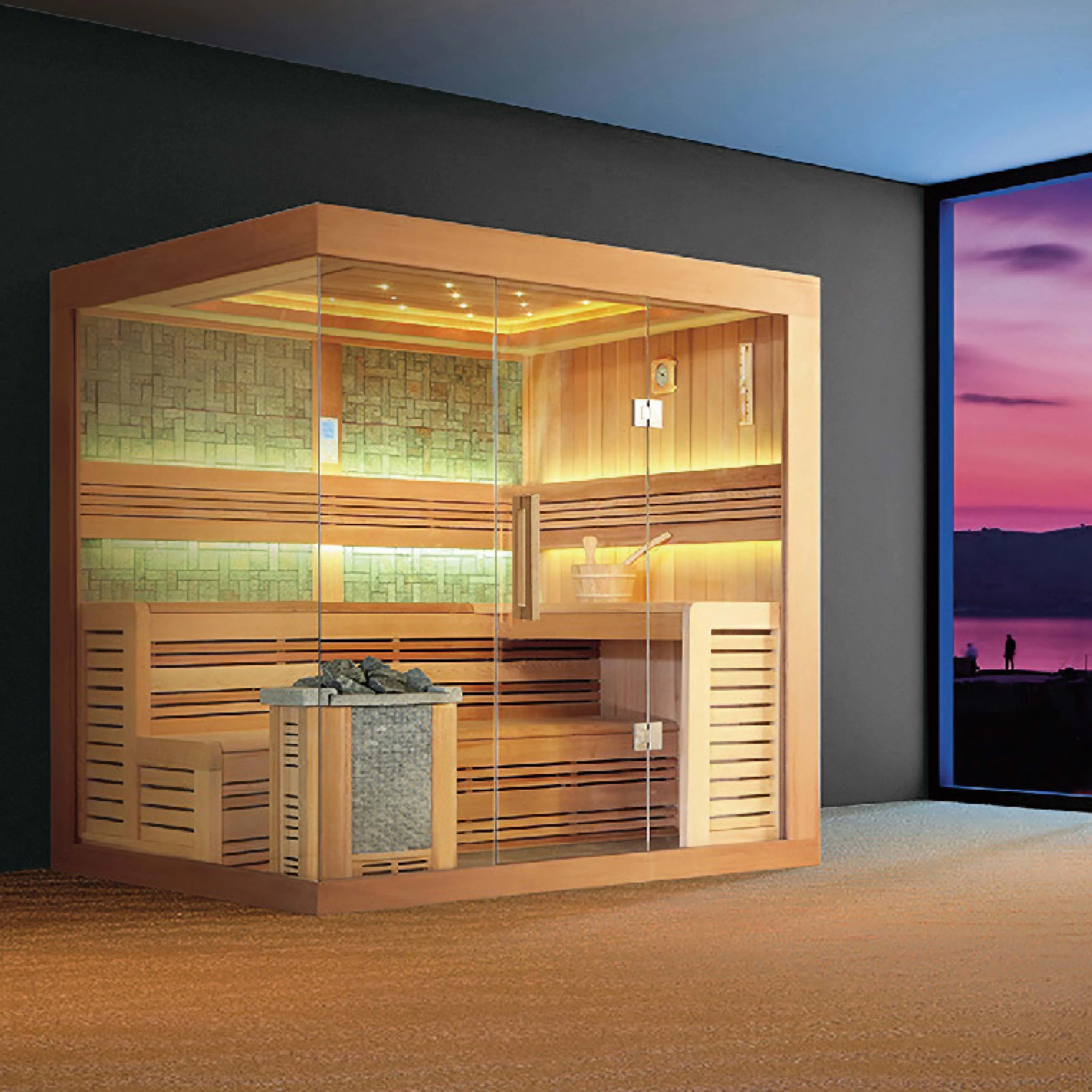 Hot Selling 4 Person Traditional Infrared Sauna Outdoor With Sauna Wood Stove Smart Control Panel Sauna Infrared
