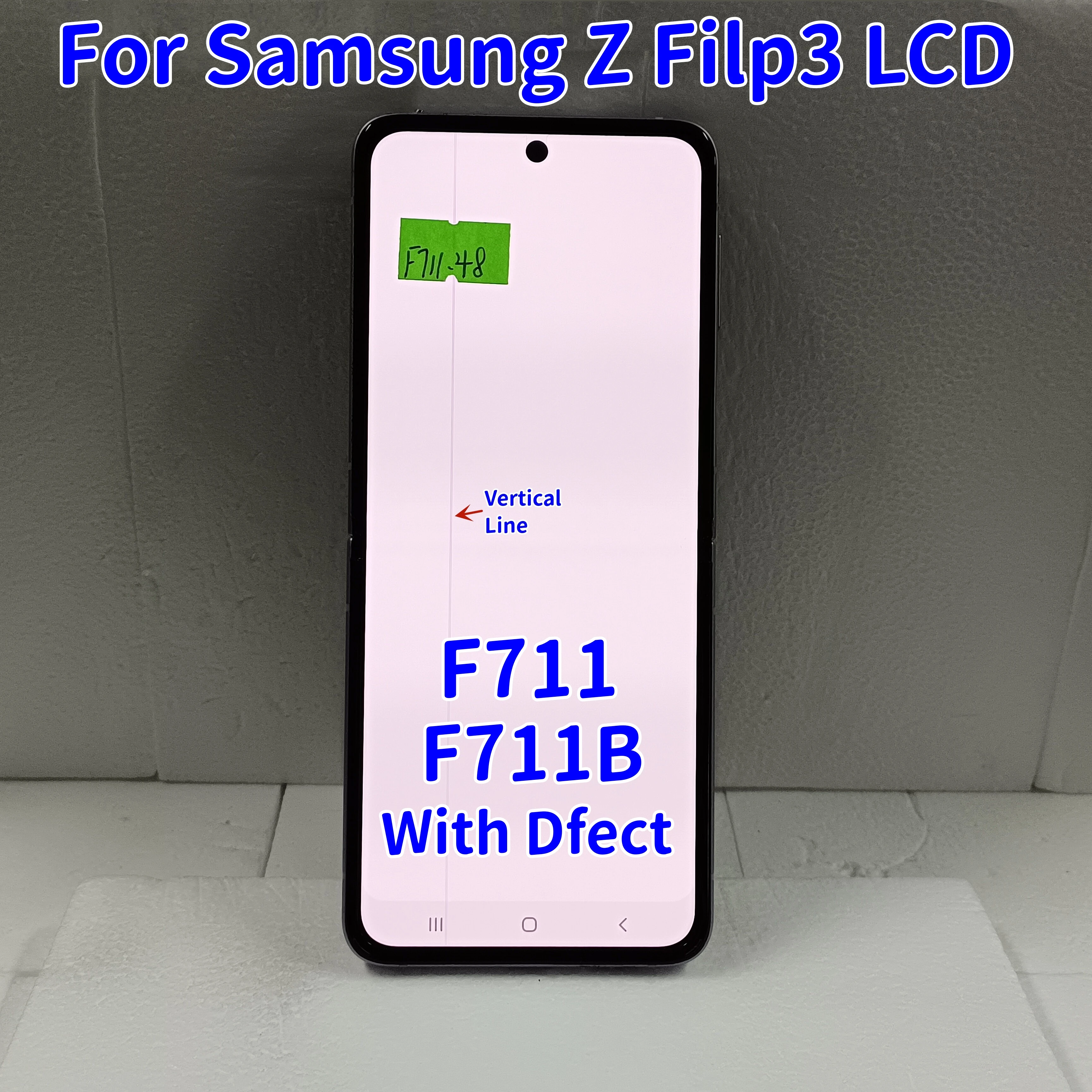 Layar sentuh pengganti untuk Samsung Z Flip 3 5G LCD F711 F7110, layar sentuh pengganti perakitan untuk Z Flip3 5g Display dengan cacat