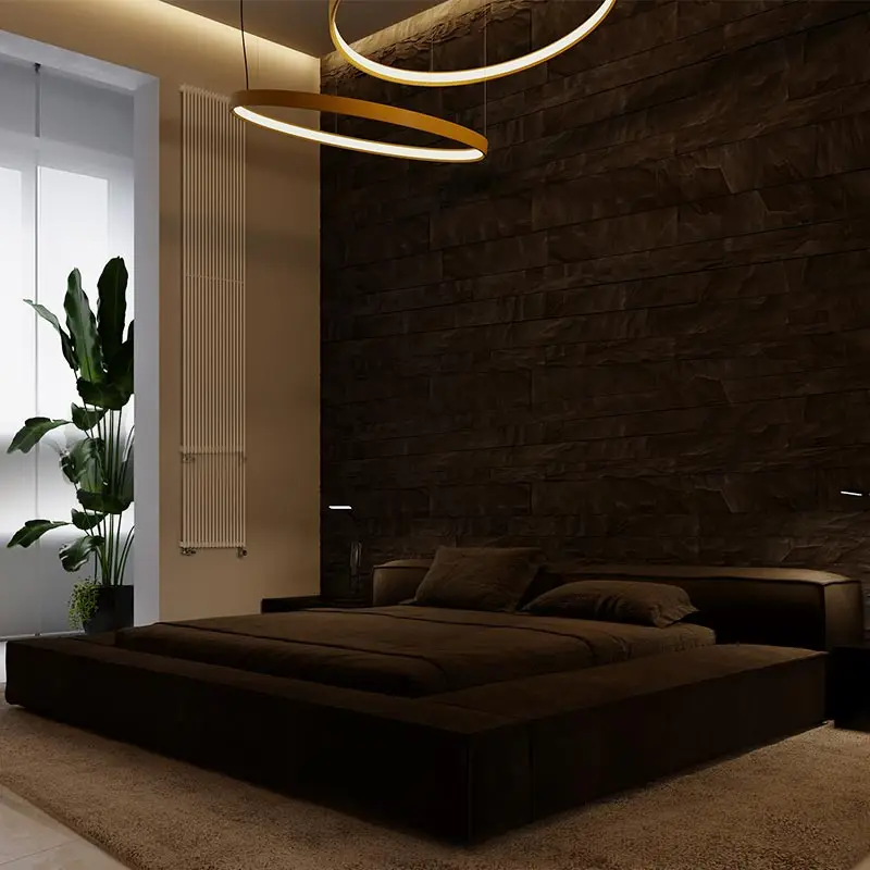 سرير ياباني فاخر، منضدة كينج بسيطة، سرير فرنسي، صالة مزدوجة، ملحقات أثاث غرفة النوم