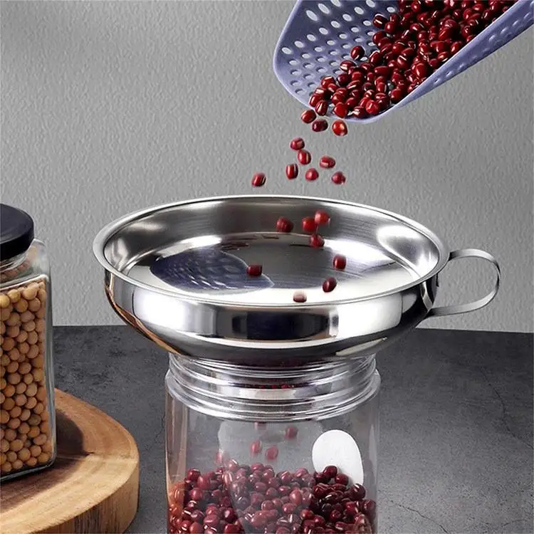 Stainless Steel Wide Mouth Canning Funnel Salad Dressing Liquid Funnel Hopper Filter Kitchen Tools Gadgets