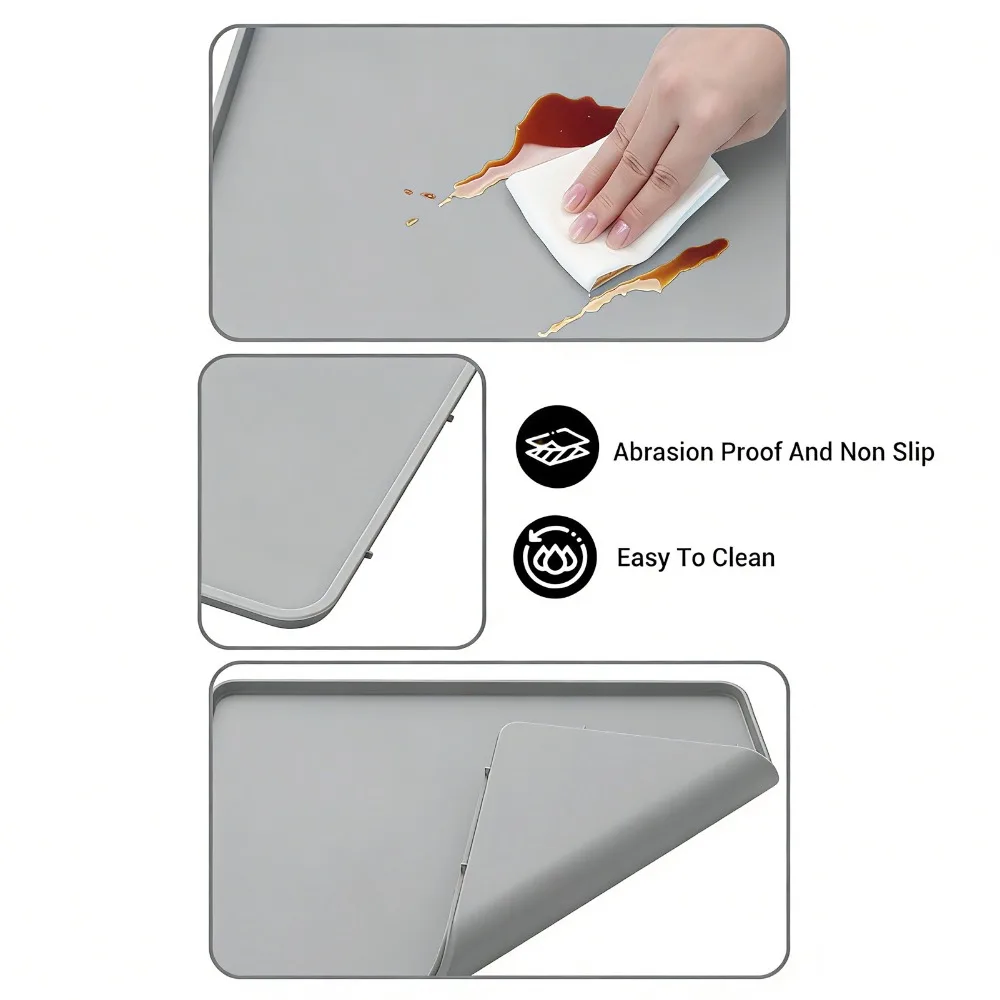 Raised Edge Silicone Coffee Mat Anti-Vibration Noise Reduction Coffee Machine Mat Non-Slip Countertop Protector