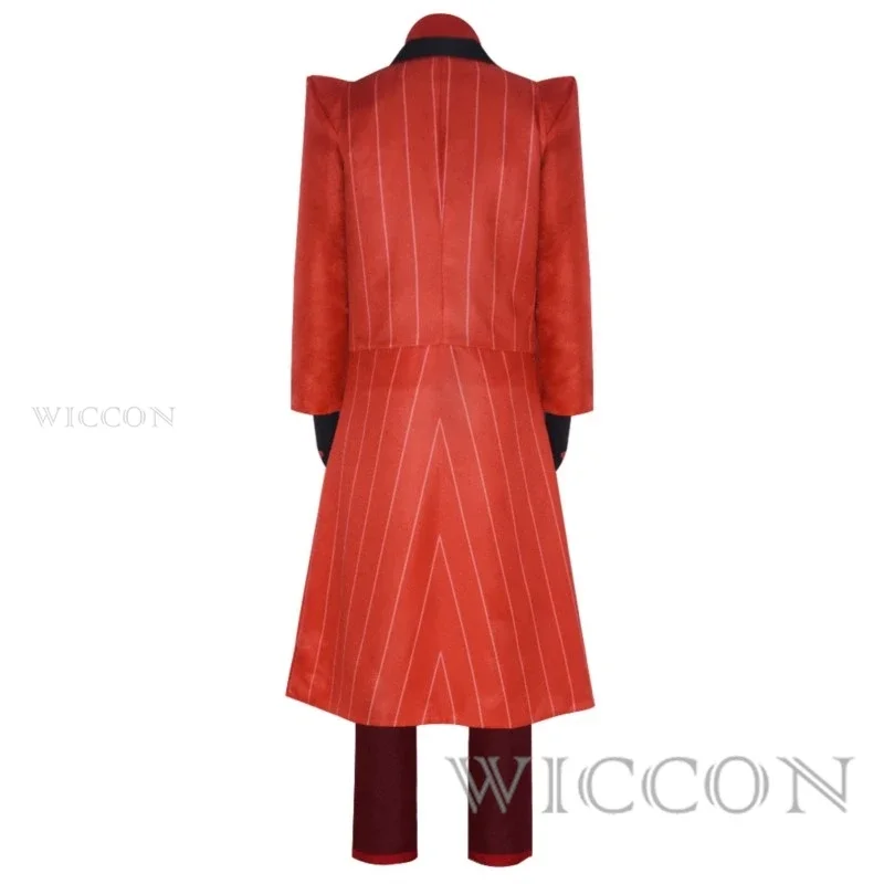 Hazbin Cosplay Costume para Adultos, Uniforme de Hotel, Uniforme, Jaqueta, Calças, Fato Vermelho, Anime, Halloween, Adulto, Homens