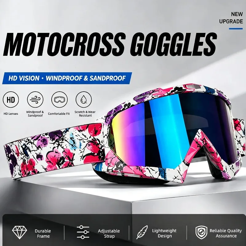 Outdoor Sports MX Motocross Goggles, Windproof Protective Glasses for MTB ATV Cycling & Off-Road Racing Competitions