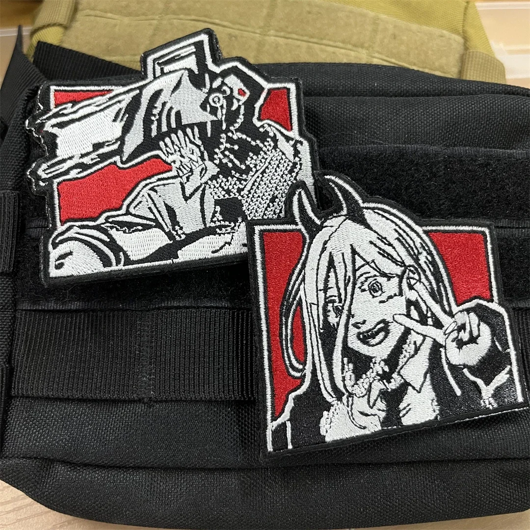 Chainsaw Man Anime Patch Power Hayakawa Autumn Label Embroidery Patches Hook and Loop Metal Tactical Military Backpack Badges view 6