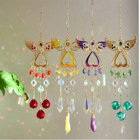 new Courtyard light-collecting ornaments balcony window hanging multi-color angel crystal sun catcher room decor