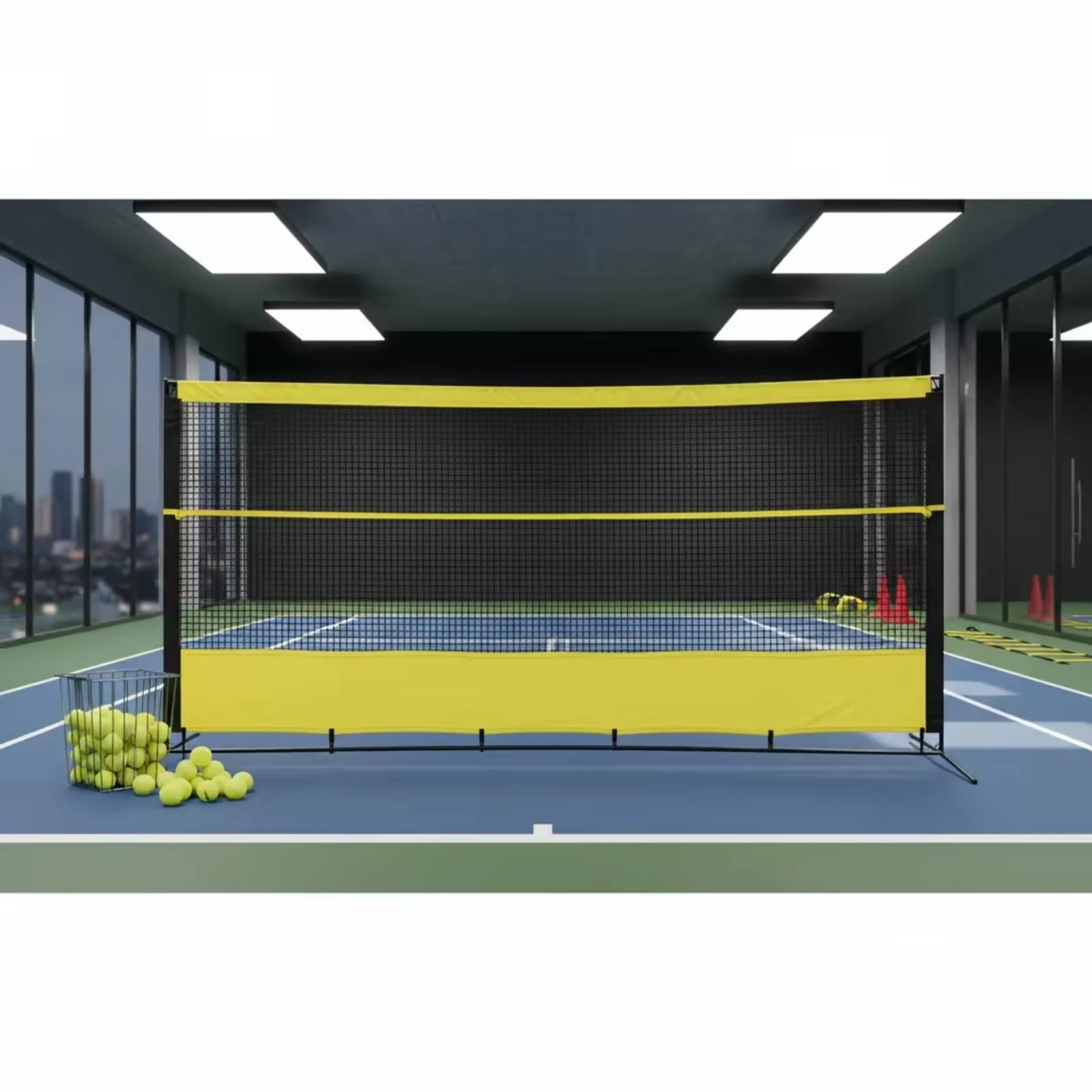 Tennis Rebound Net with Bag Solo Tennis Training Net Practice Rebounder Portable Sports Equipment Stable for Coaches, Backyard